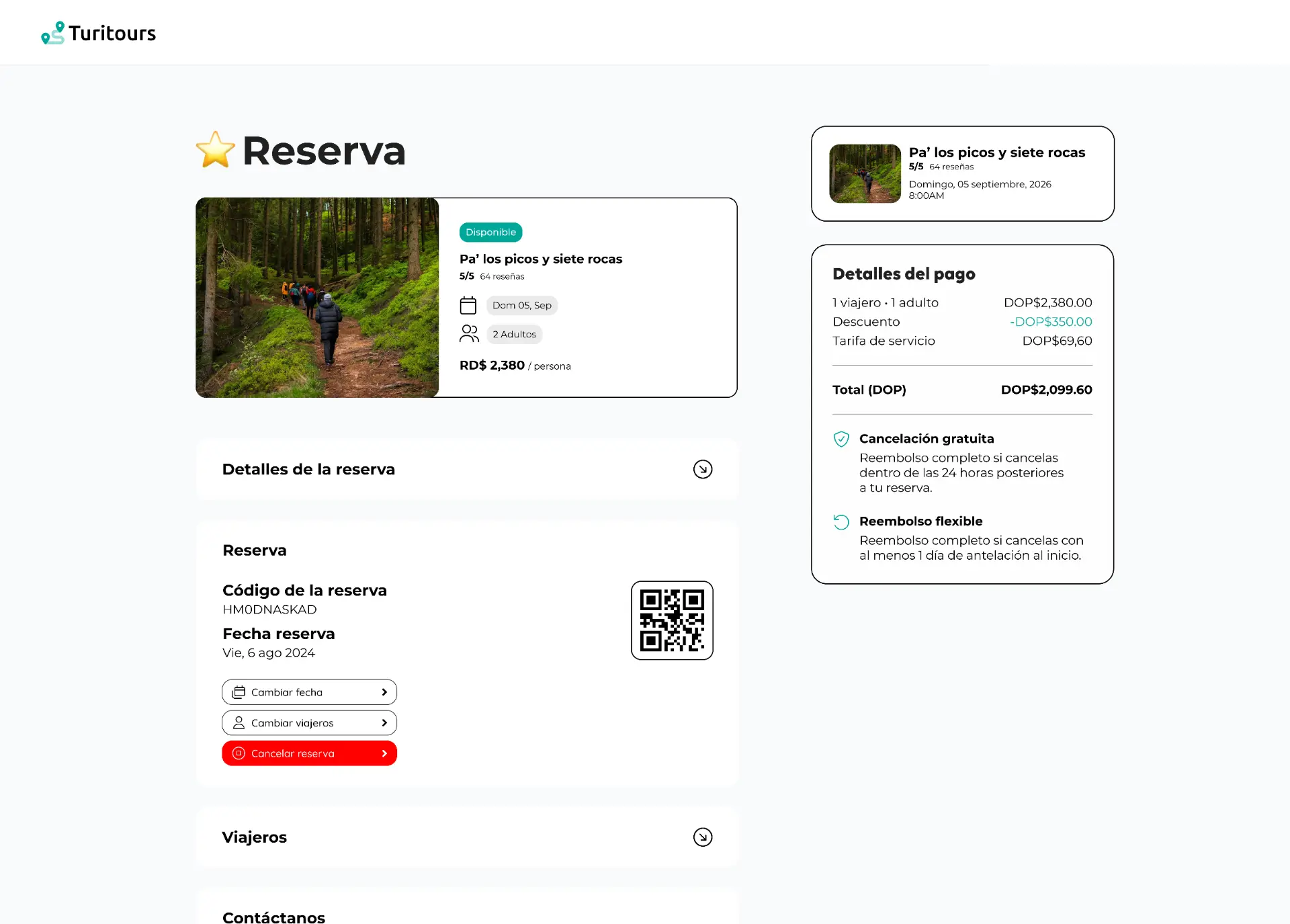 El viajero consulta y gestiona su reserva